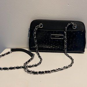 DKNY Black CrossBody/Shoulder Bag 100% Leather with Gold Chain